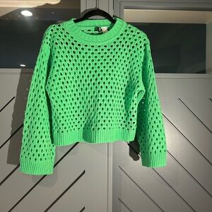 H&M Bright Green Open-Knit Sweater
